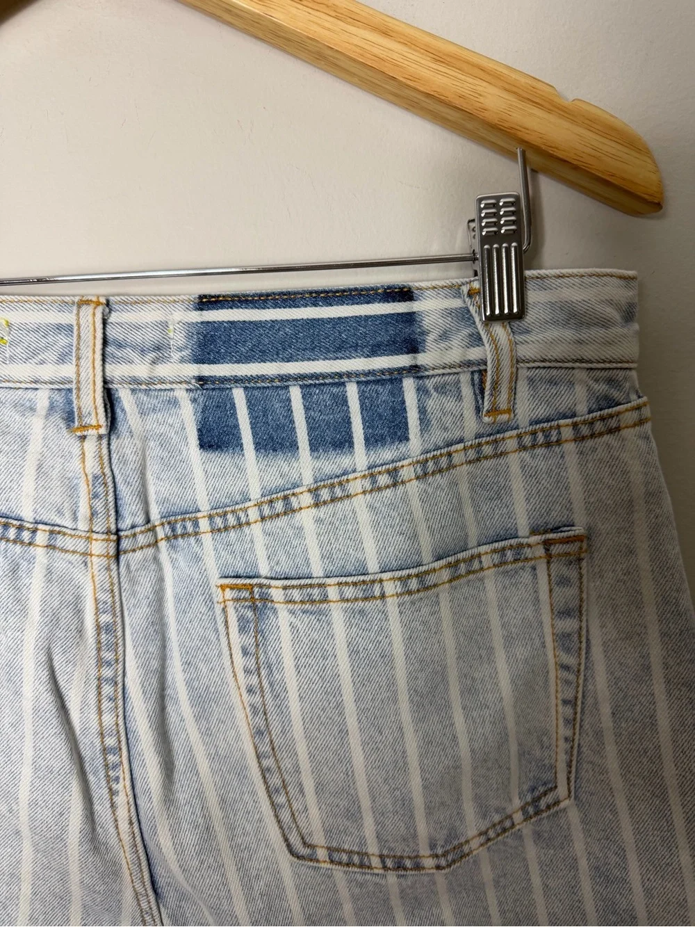 Happy X Nature High Rise Denim Striped Bermuda Shorts Jeans Size 30 *1131